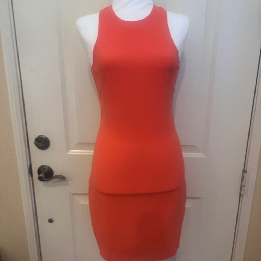 H&M Racerback Zip up Cocktail Dress - Coral orange